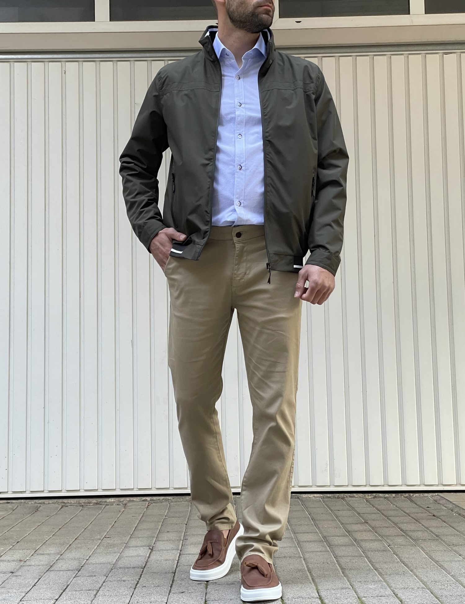 Ανδρικό χακι Jacket με γιακά WS10160P φωτογραφία